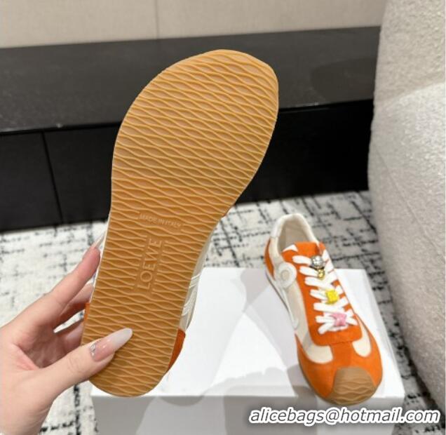 Good Product Loewe Ballet Runner 2.0 Sneakers in nylon and suede with charm Beige/Orange 0221019