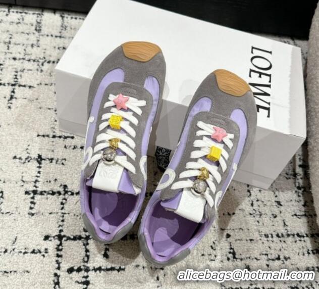 Unique Style Loewe Ballet Runner 2.0 Sneakers in nylon and suede with charm Purple/Grey 0221020