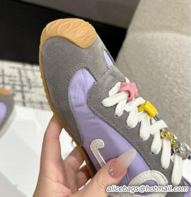 Unique Style Loewe Ballet Runner 2.0 Sneakers in nylon and suede with charm Purple/Grey 0221020