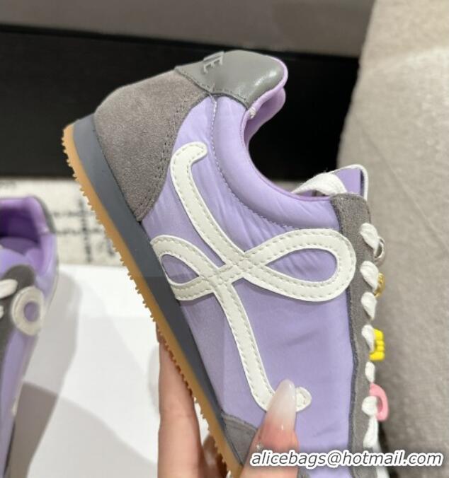 Unique Style Loewe Ballet Runner 2.0 Sneakers in nylon and suede with charm Purple/Grey 0221020