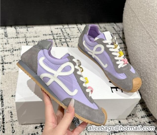 Unique Style Loewe Ballet Runner 2.0 Sneakers in nylon and suede with charm Purple/Grey 0221020