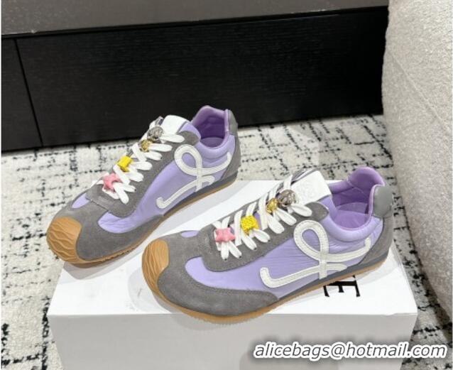 Unique Style Loewe Ballet Runner 2.0 Sneakers in nylon and suede with charm Purple/Grey 0221020