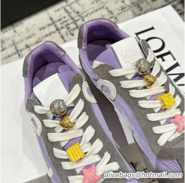 Unique Style Loewe Ballet Runner 2.0 Sneakers in nylon and suede with charm Purple/Grey 0221020