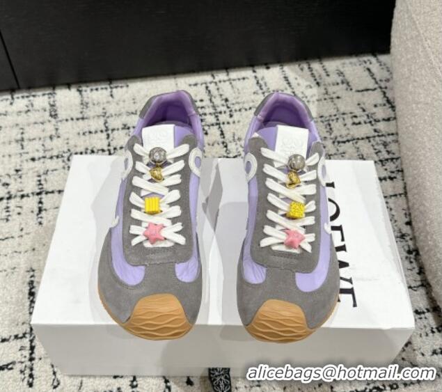 Unique Style Loewe Ballet Runner 2.0 Sneakers in nylon and suede with charm Purple/Grey 0221020