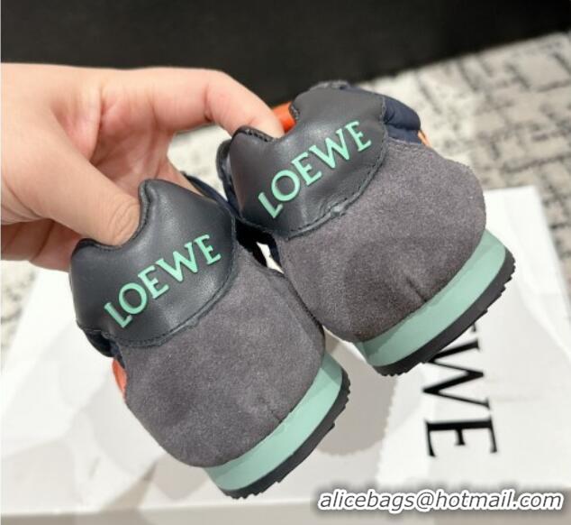 Cheap Price Loewe Ballet Runner 2.0 Sneakers in nylon and suede with charm Dark Grey/Dark Blue 0221021