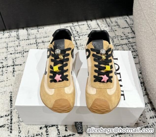 Buy Luxury Loewe Ballet Runner 2.0 Sneakers in nylon and suede with charm Beige/Light Brown 0221022