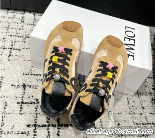 Buy Luxury Loewe Ballet Runner 2.0 Sneakers in nylon and suede with charm Beige/Light Brown 0221022