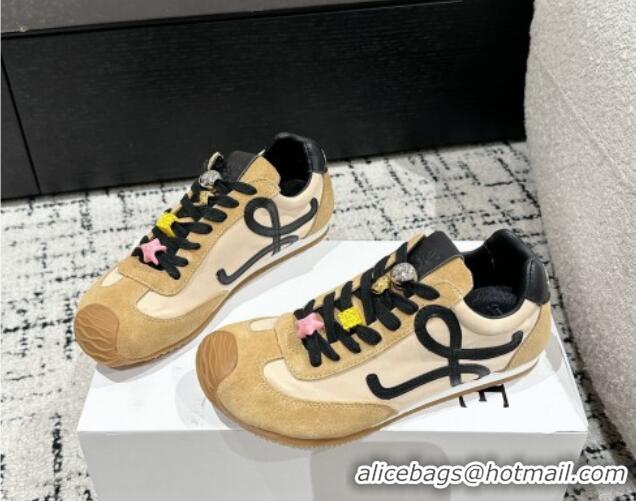 Buy Luxury Loewe Ballet Runner 2.0 Sneakers in nylon and suede with charm Beige/Light Brown 0221022