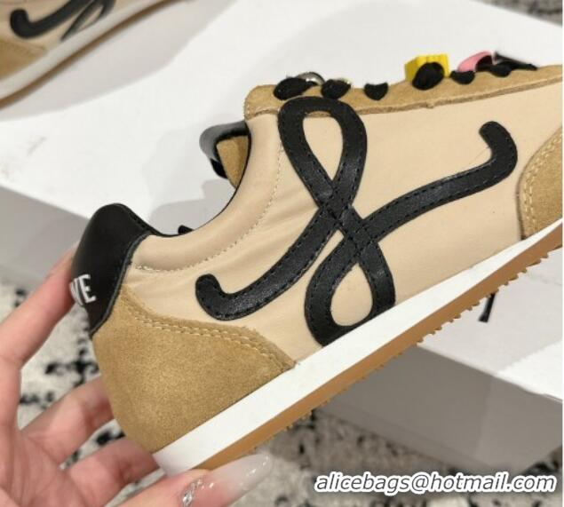 Buy Luxury Loewe Ballet Runner 2.0 Sneakers in nylon and suede with charm Beige/Light Brown 0221022