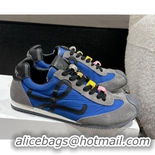 Best Grade Loewe Ballet Runner 2.0 Sneakers in nylon and suede with charm Navy Blue 0221023