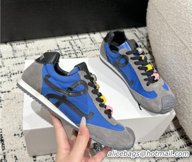 Best Grade Loewe Ballet Runner 2.0 Sneakers in nylon and suede with charm Navy Blue 0221023