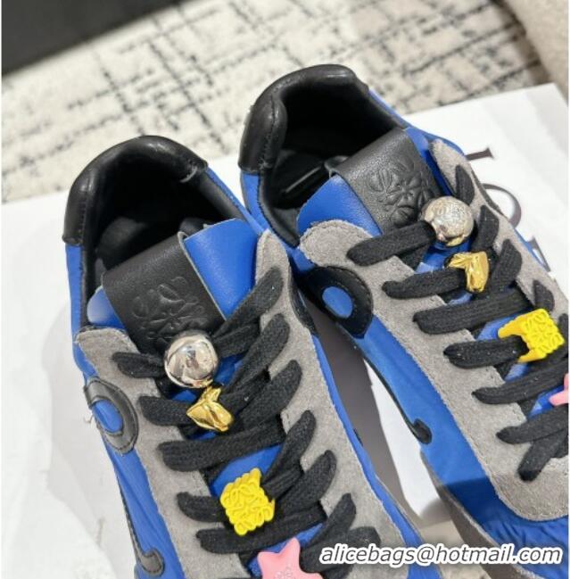 Best Grade Loewe Ballet Runner 2.0 Sneakers in nylon and suede with charm Navy Blue 0221023