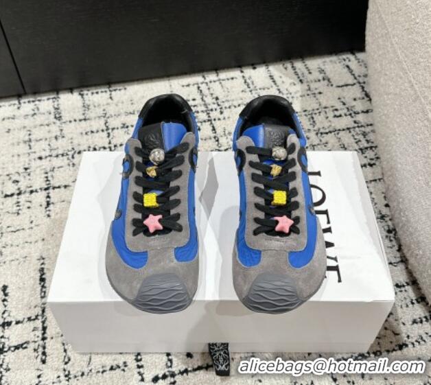 Best Grade Loewe Ballet Runner 2.0 Sneakers in nylon and suede with charm Navy Blue 0221023