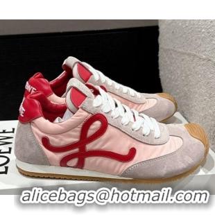 Luxurious Loewe Women Ballet Runner 2.0 Sneakers in nylon and suede Light Pink 0221024