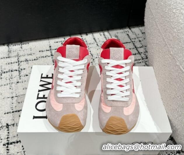 Luxurious Loewe Women Ballet Runner 2.0 Sneakers in nylon and suede Light Pink 0221024