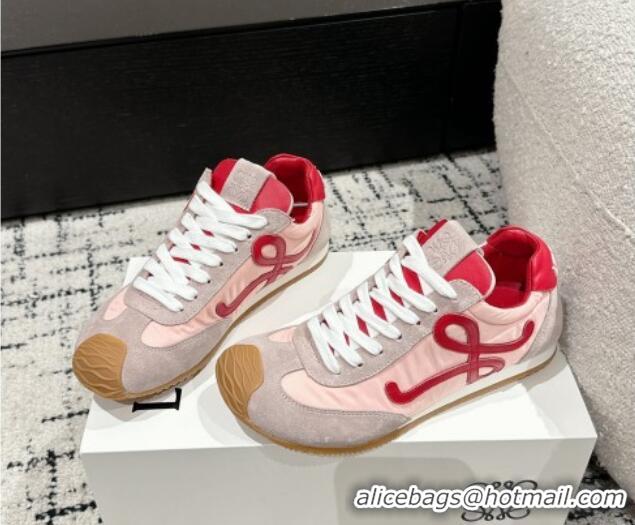 Luxurious Loewe Women Ballet Runner 2.0 Sneakers in nylon and suede Light Pink 0221024