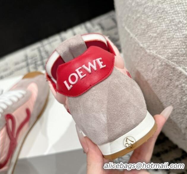 Luxurious Loewe Women Ballet Runner 2.0 Sneakers in nylon and suede Light Pink 0221024