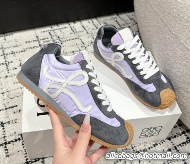 Unique Discount Loewe Ballet Runner 2.0 Sneakers in nylon and suede Purple/Dark Grey 0221025