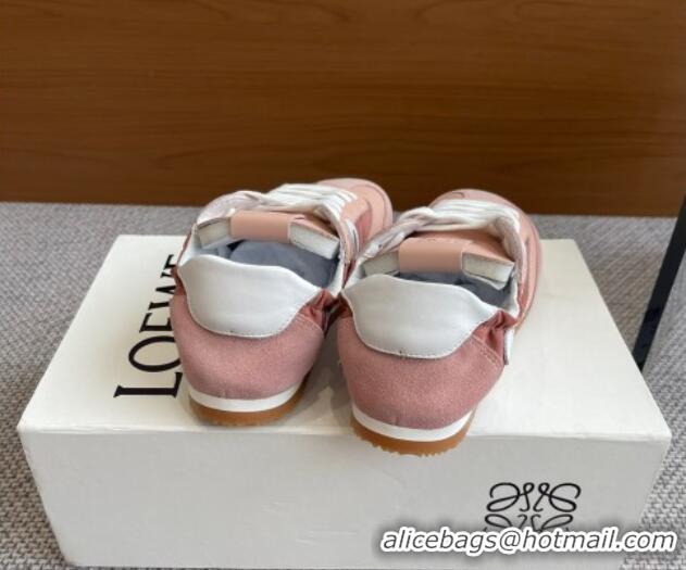 Popular Style Loewe Women's Ballet Runner 2.0 Sneakers in calfskin, nylon and suede Light Pink 0221026