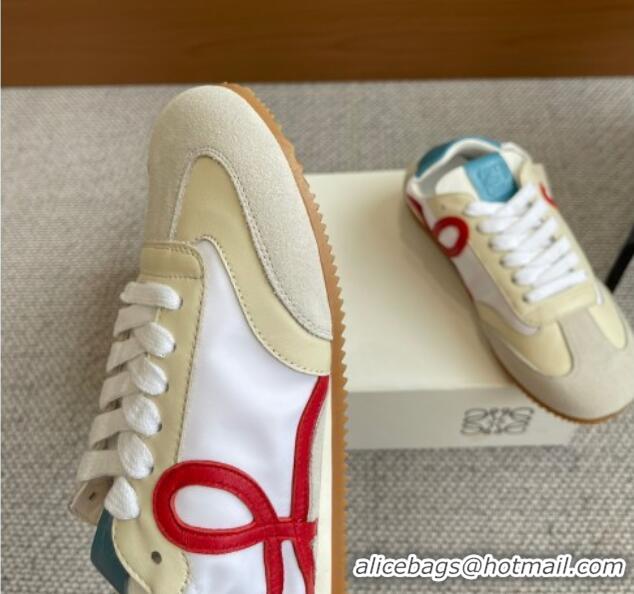 Charming Loewe Ballet Runner 2.0 Sneakers in calfskin, nylon and suede Beige/White/Blue 0221027