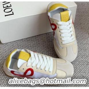 Big Discount Loewe Ballet Runner 2.0 Sneakers in calfskin, nylon and suede Beige/White/Yellow 0221028