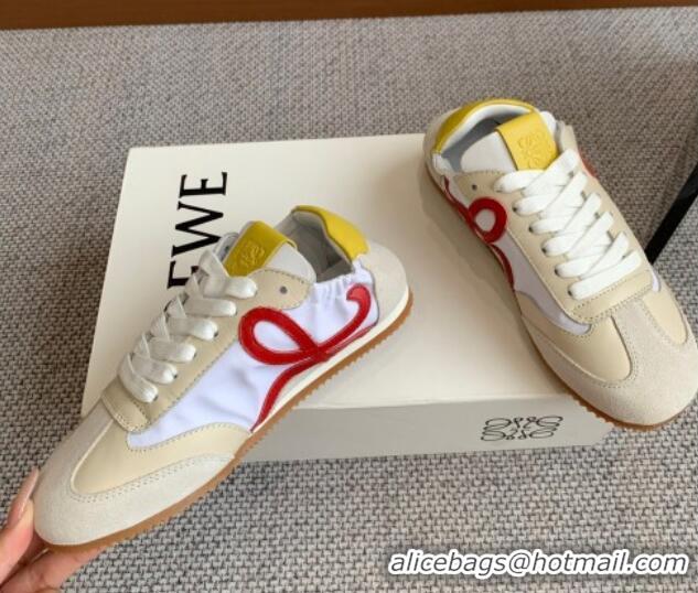 Big Discount Loewe Ballet Runner 2.0 Sneakers in calfskin, nylon and suede Beige/White/Yellow 0221028