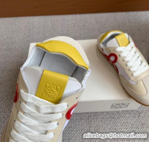 Big Discount Loewe Ballet Runner 2.0 Sneakers in calfskin, nylon and suede Beige/White/Yellow 0221028