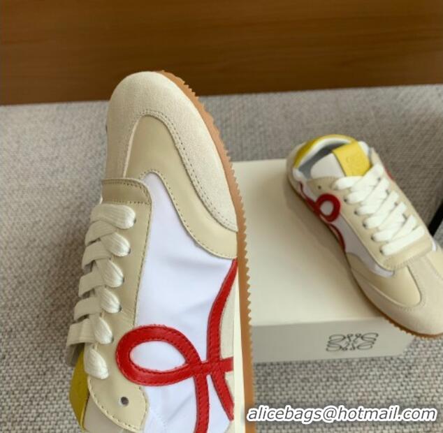 Big Discount Loewe Ballet Runner 2.0 Sneakers in calfskin, nylon and suede Beige/White/Yellow 0221028