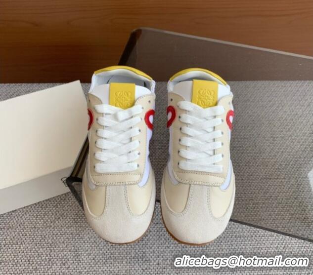 Big Discount Loewe Ballet Runner 2.0 Sneakers in calfskin, nylon and suede Beige/White/Yellow 0221028