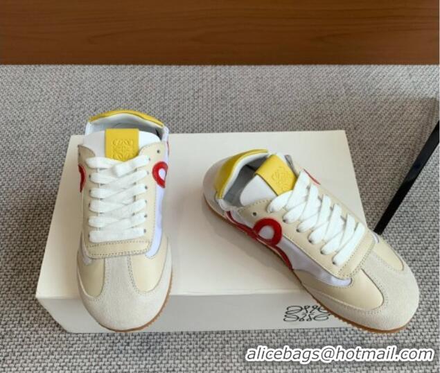 Big Discount Loewe Ballet Runner 2.0 Sneakers in calfskin, nylon and suede Beige/White/Yellow 0221028