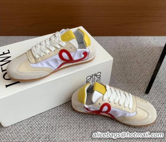 Big Discount Loewe Ballet Runner 2.0 Sneakers in calfskin, nylon and suede Beige/White/Yellow 0221028