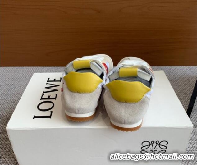 Big Discount Loewe Ballet Runner 2.0 Sneakers in calfskin, nylon and suede Beige/White/Yellow 0221028