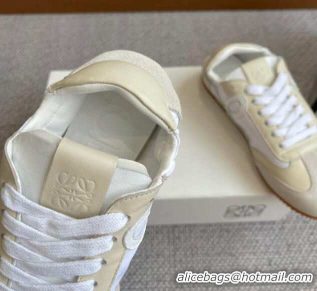 Hot Style Loewe Ballet Runner 2.0 Sneakers in calfskin, nylon and suede Light Beige/White 0221029