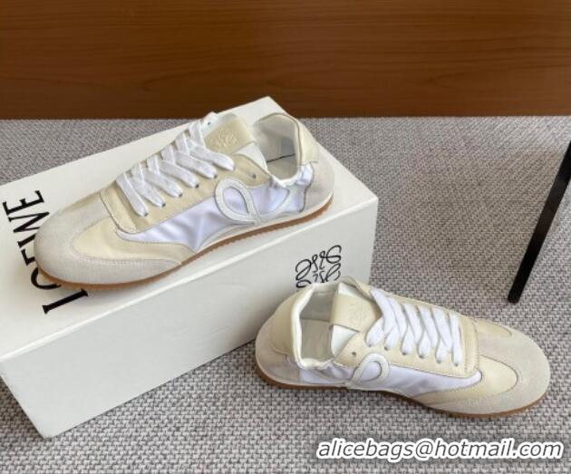 Hot Style Loewe Ballet Runner 2.0 Sneakers in calfskin, nylon and suede Light Beige/White 0221029