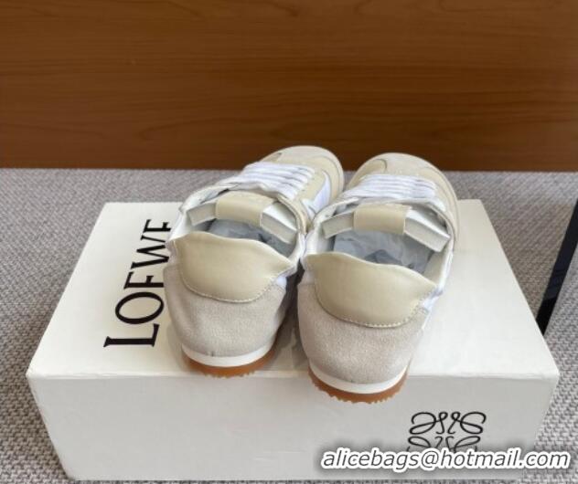 Hot Style Loewe Ballet Runner 2.0 Sneakers in calfskin, nylon and suede Light Beige/White 0221029