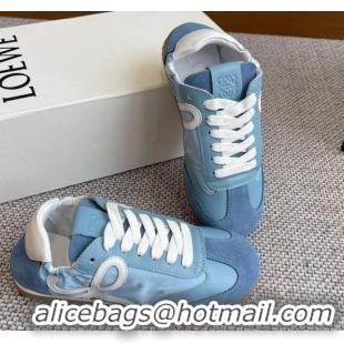 Sophisticated Loewe Ballet Runner 2.0 Sneakers in calfskin, nylon and suede Light Blue/White 0221030