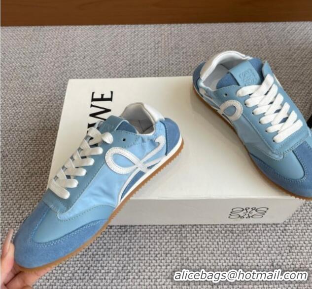 Sophisticated Loewe Ballet Runner 2.0 Sneakers in calfskin, nylon and suede Light Blue/White 0221030