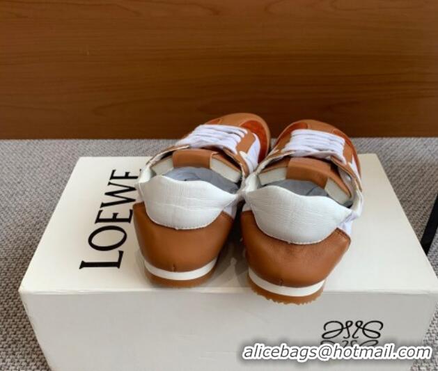 Sumptuous Loewe Ballet Runner 2.0 Sneakers in calfskin, nylon and suede Tan Brown 0221032