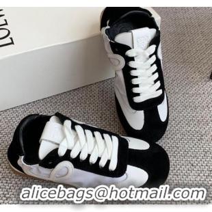 Good Product Loewe Ballet Runner 2.0 Sneakers in calfskin, nylon and suede White/Black 0221034