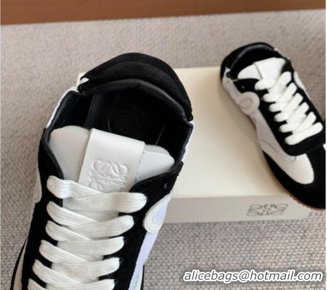 Good Product Loewe Ballet Runner 2.0 Sneakers in calfskin, nylon and suede White/Black 0221034