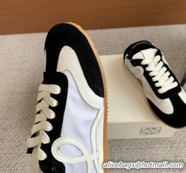 Good Product Loewe Ballet Runner 2.0 Sneakers in calfskin, nylon and suede White/Black 0221034