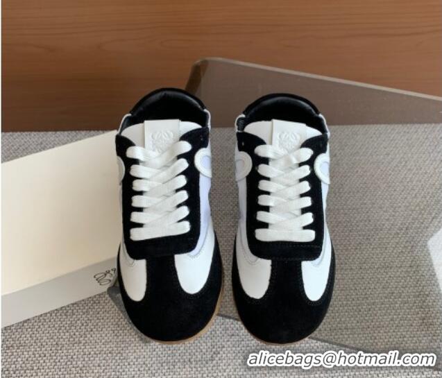 Good Product Loewe Ballet Runner 2.0 Sneakers in calfskin, nylon and suede White/Black 0221034