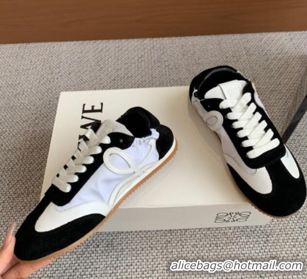 Good Product Loewe Ballet Runner 2.0 Sneakers in calfskin, nylon and suede White/Black 0221034