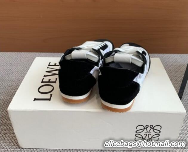 Good Product Loewe Ballet Runner 2.0 Sneakers in calfskin, nylon and suede White/Black 0221034