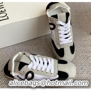 Trendy Design Loewe Ballet Runner 2.0 Sneakers in calfskin, nylon and suede Grey/White/Black 0221035