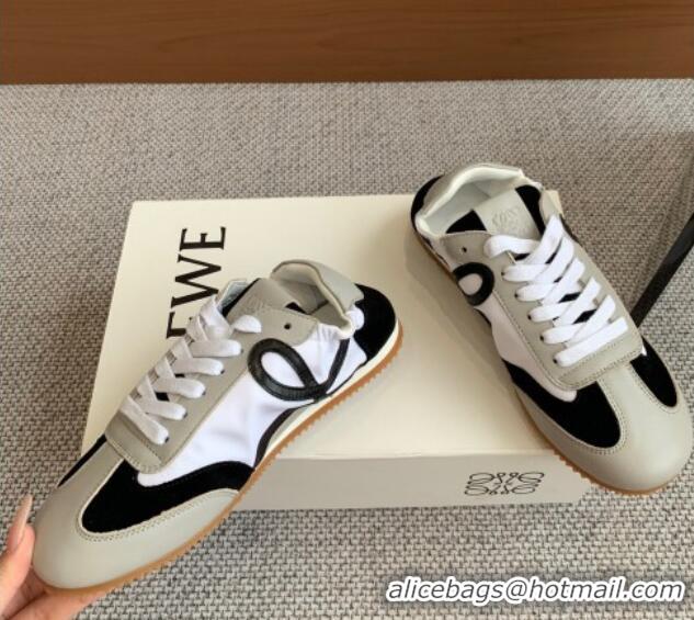 Trendy Design Loewe Ballet Runner 2.0 Sneakers in calfskin, nylon and suede Grey/White/Black 0221035