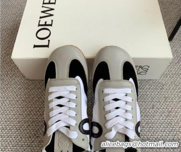 Trendy Design Loewe Ballet Runner 2.0 Sneakers in calfskin, nylon and suede Grey/White/Black 0221035