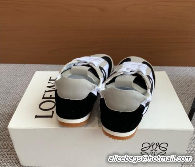 Trendy Design Loewe Ballet Runner 2.0 Sneakers in calfskin, nylon and suede Grey/White/Black 0221035