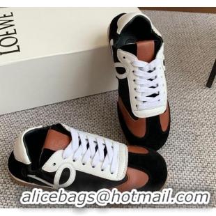 Perfect Loewe Ballet Runner 2.0 Sneakers in calfskin, nylon and suede Brown/Black/White 0221036