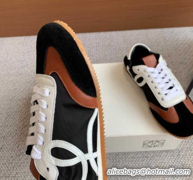 Perfect Loewe Ballet Runner 2.0 Sneakers in calfskin, nylon and suede Brown/Black/White 0221036